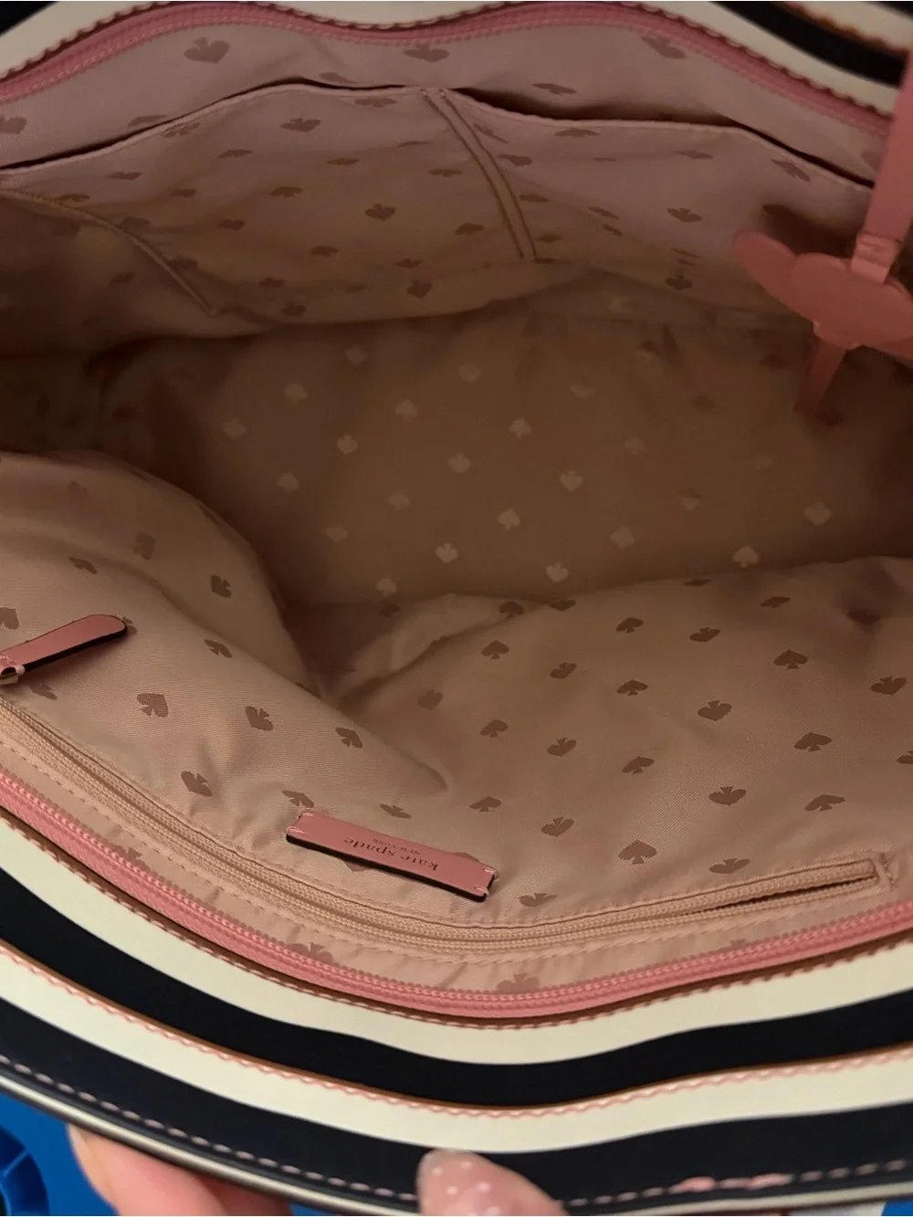 kate spade Pink, Navy & Brown Striped Tote Bag